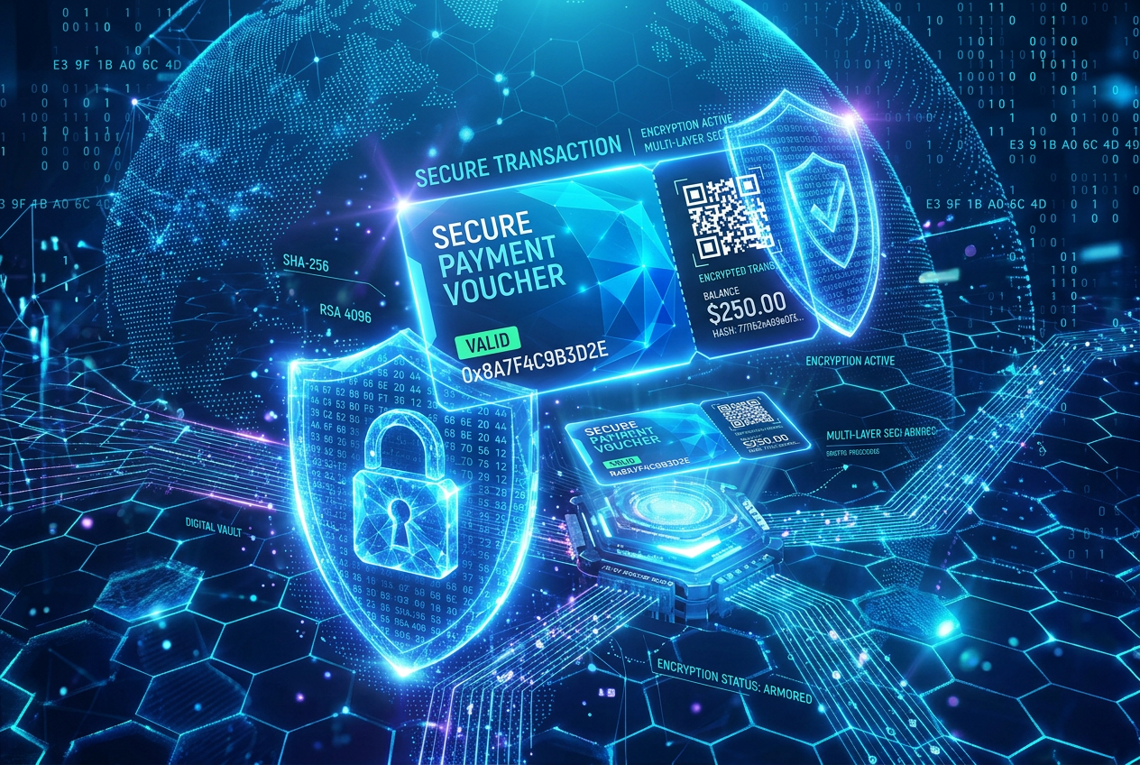 Cybersecurity visualization of digital payments and encrypted vouchers